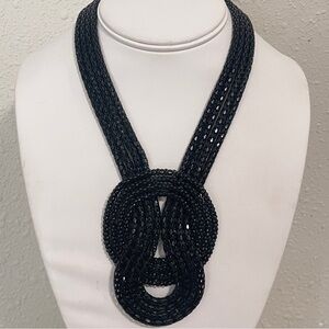 Express Statement Necklace Black Multi Strand Bold Beaded Collar